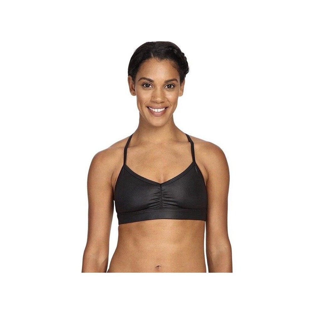 Alo Yoga Blue Sunny Strappy Sports Bra Small Black Glossy